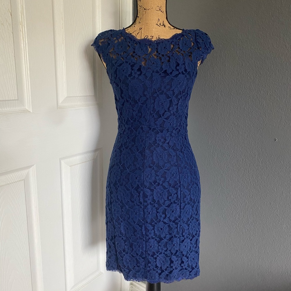 FOREIGN EXCHANGE Blue Lace Dress